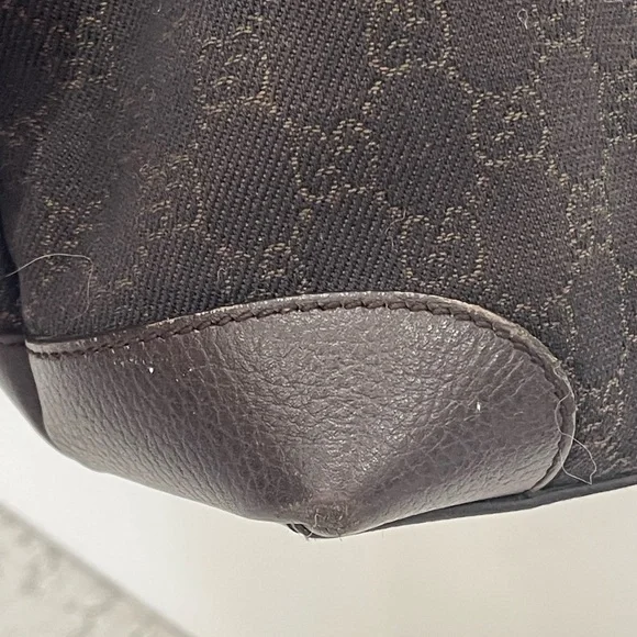 Gucci Chocolate Denim Monogram Tote Bag W/Braided Handles and Tassels - Picture 4 of 15